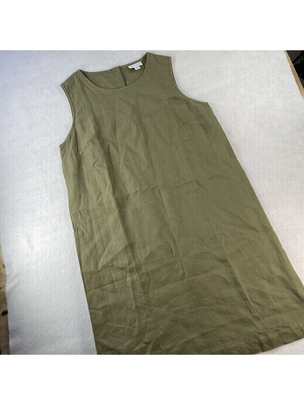 J. Jill Love Linen Sleeveless Tank Shift Dress Olive Women's Sz XS-P Relaxed Fit